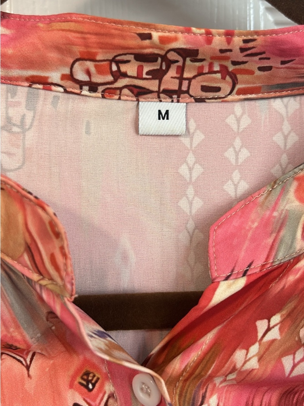 Women's Pink Multi-Pattern Button Front Top - Picture 3 of 3